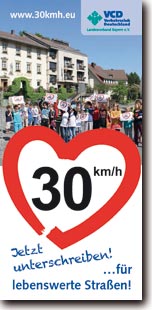 Faltblatt 30 km/h für lebenswerte Straßen Titelbild Tempo-30-Faltblatt
