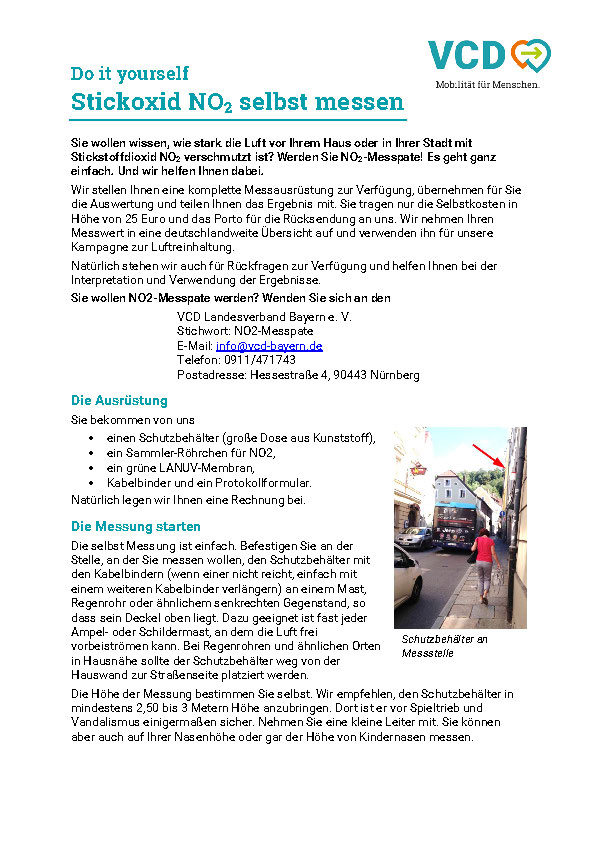1. Seite der PDF-Anleitung zum NO2-Messen
