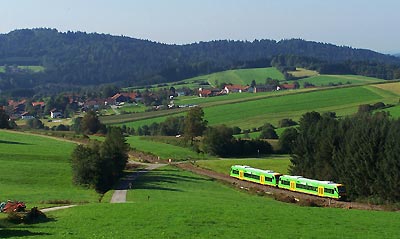Ilztalbahn zwischen Waldkirchen und Freyung Zwei Triebwagen im Bayerischen Wald zwischen Waldkirchen und Freyung